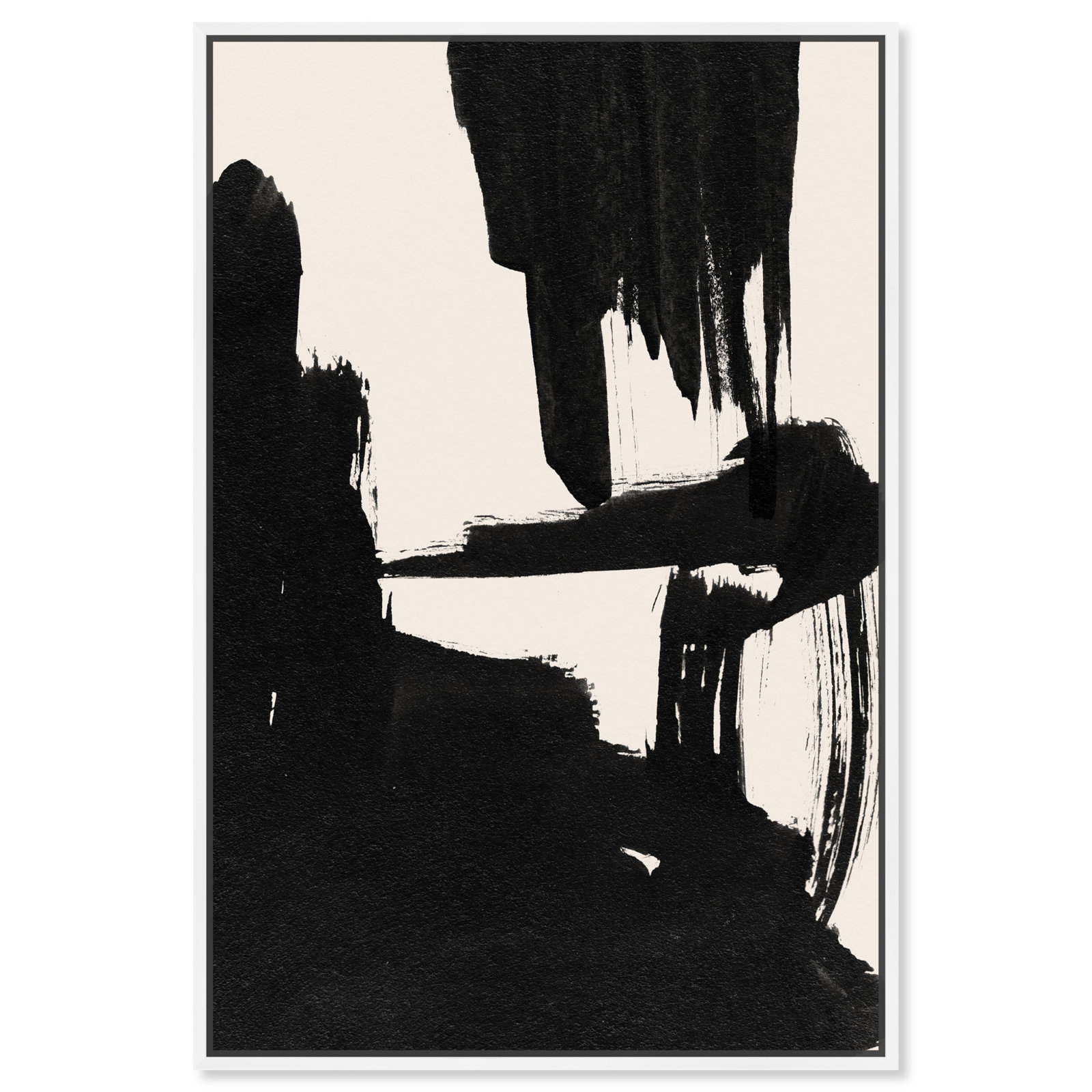 Abstract Black And White Brush Stroke by Oliver Gal, White, 25" H x 17" W