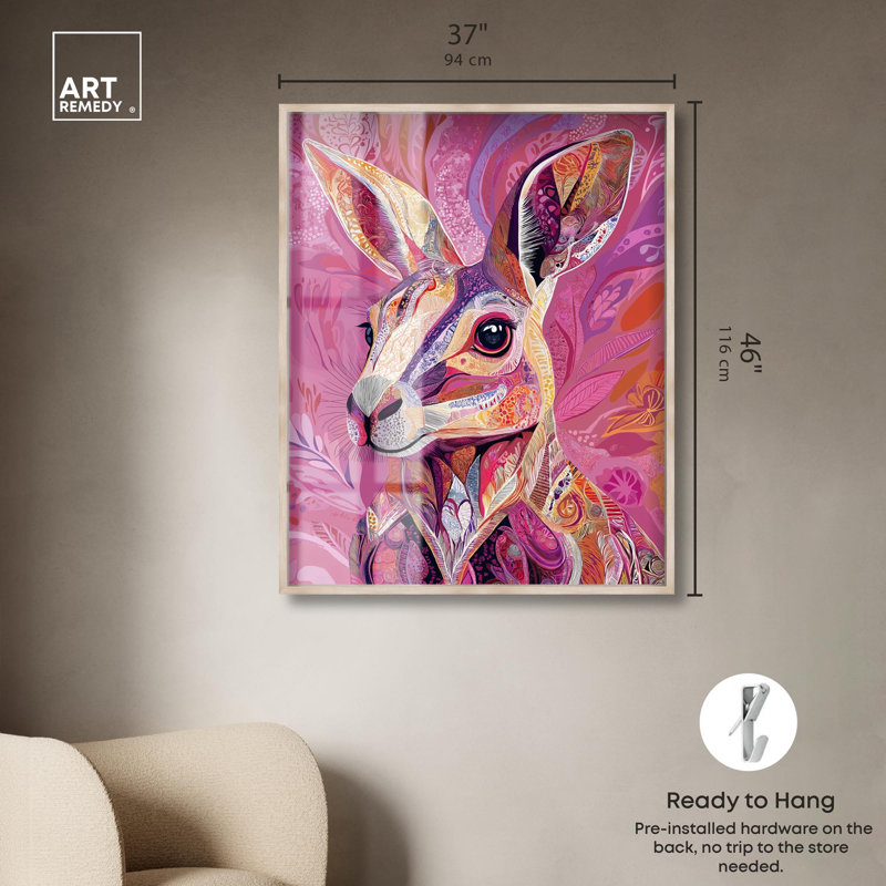 «Vibrant Marsupial Shadowbox» par Art Remedy, H 46 po x l 37 po, Crème, crème