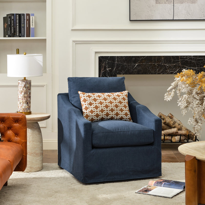 Fauteuil demi-tonneau pivotant rembourré de 28 po de largeur, Navy