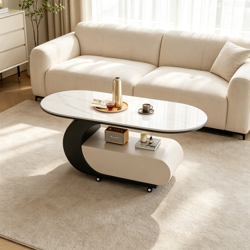 Table basse mobile avec rangement diversifié en ardoise