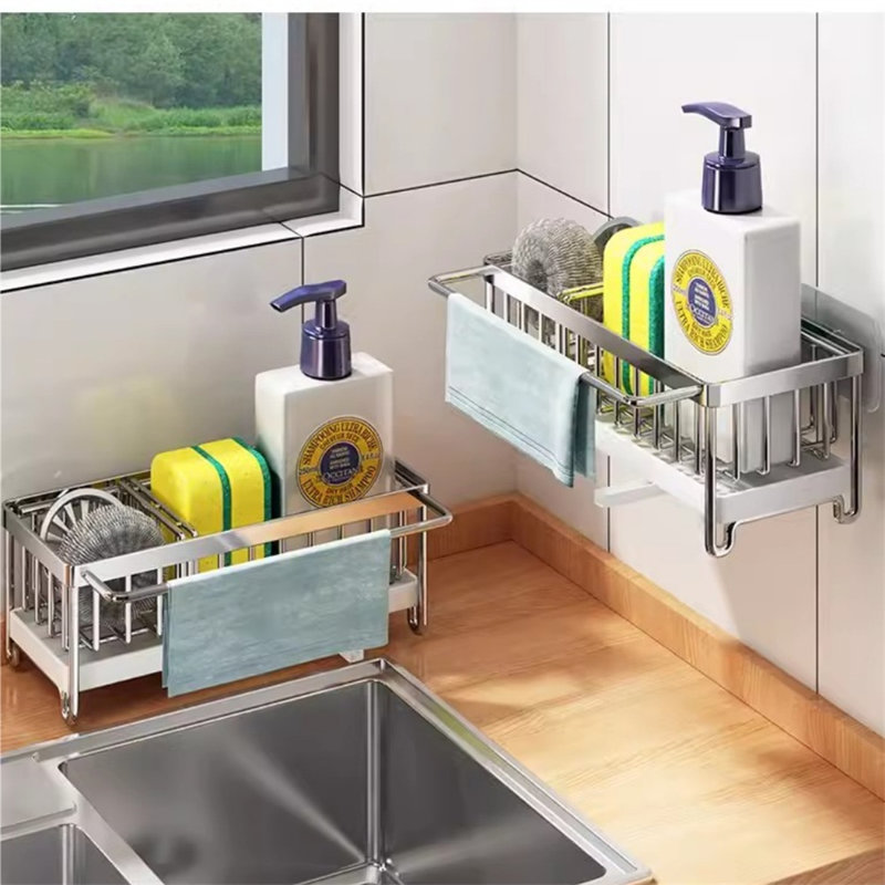 Stainless Steel Dish Rack - 2-In-1 Sink Organizer For Kitchen/Bathroom Storage