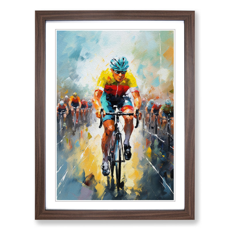 Tour De France Impressionism Framed Print, 34cm H x 25cm W x 2cm D, Walnut 