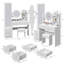 Small Space Left Drawer Desktop Vanity Table + Cushioned Stool, 2 AC+2 USB Power Station-802893564
