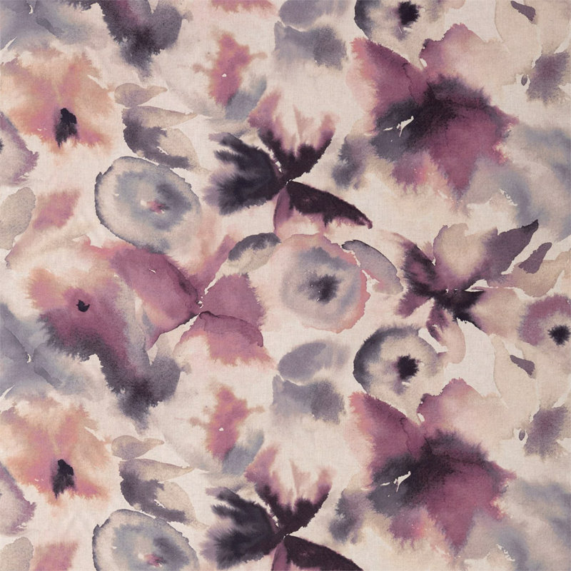 Flores Fabric, Damson/Viola/Blush