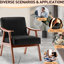 Fauteuil d'appoint moderne en bois massif, de style milieu du siècle, avec dossier, revêtement en cuir PU noir, idéal pour la chambre, le salon ou un coin lecture. Pieds enveloppants, revêtement en cuir, décoration intérieure, montage rapide inclus.