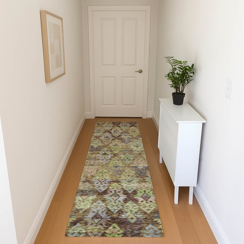 Premium Machine Washable Marasco AMF1637 Diamonds Rug, Runner 2'3" x 7'6"