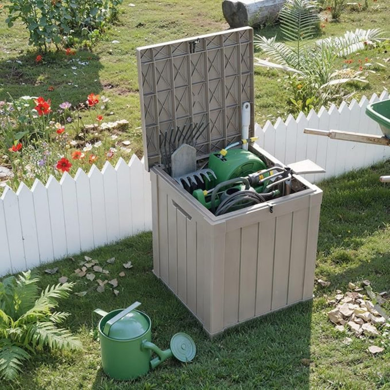 Très grande boîte de rangement pour terrasse - Armoire en résine durable, imperméable et verrouillable pour terrasse et jardin 50 gallons