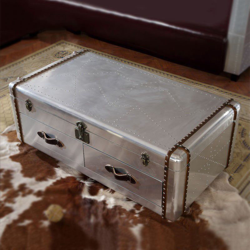 Vintage Industrial Aluminum Skin Coffee Table Single Coffee Table