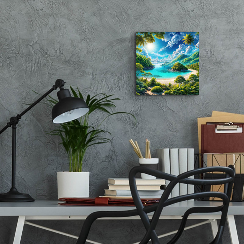 «Paradise Beach 9» par Rey Klimt, art mural en verre acrylique, H 12 po x l 12 po x P 0,13 po
