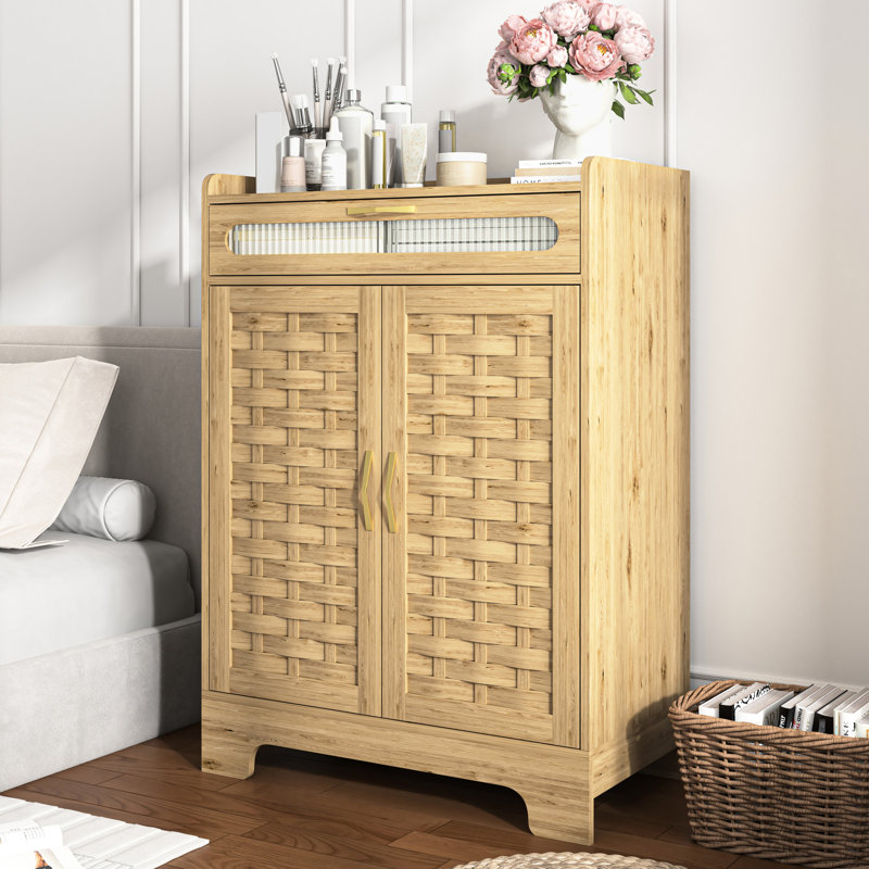 Armoire à chaussures moderne avec tiroir et tablette réglable pour vestibule en bois manufacturé