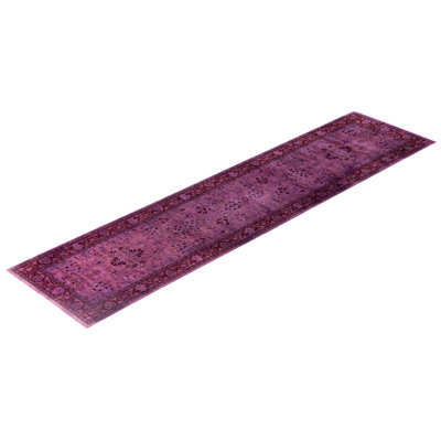 Overdyed Hand-Knotted Wool Modern-Contemporary Purple Runner 2' 7" x 10' 5"