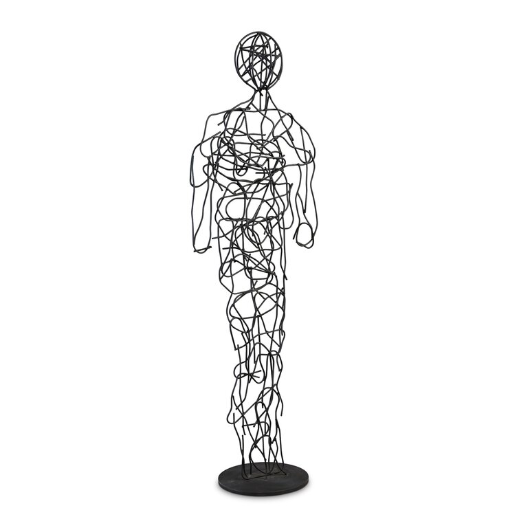 Human figure wire sculpture standing watercolor Vector Image