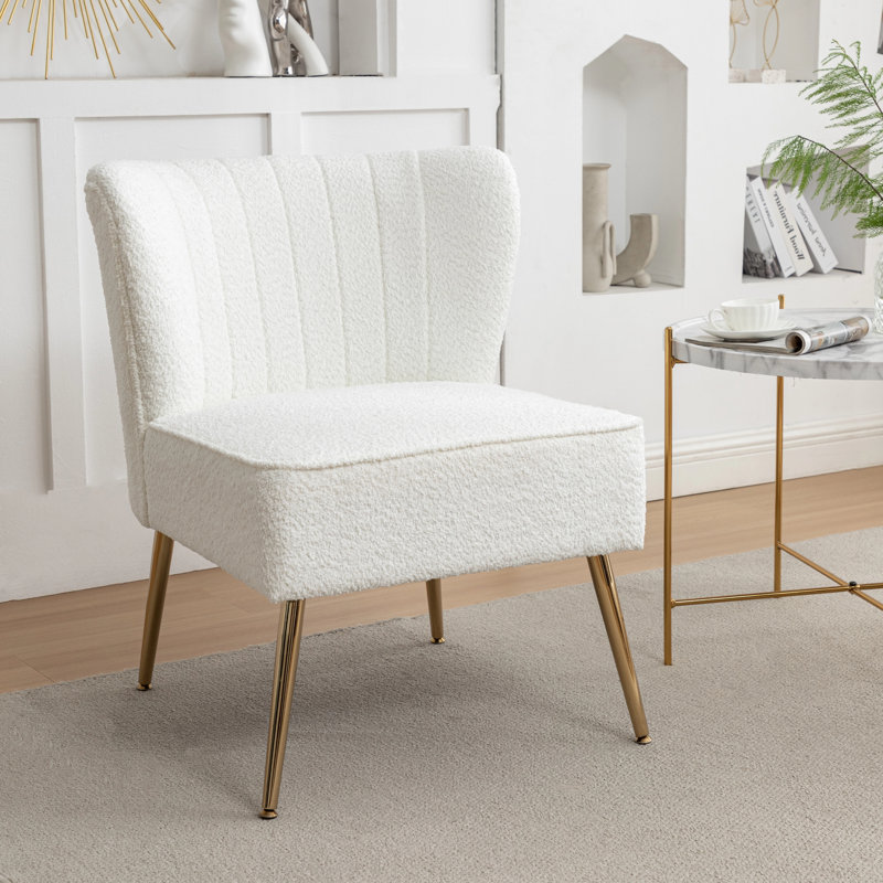 Kyshawna Upholstered Side Chair, Ivory Boucle