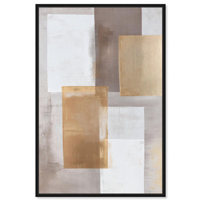 Interlocking of Planes III Canvas Print Boho Gold Wall Art by Art Remedy, Black Frame, 16 x 24