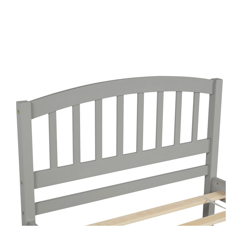 Structure de lit plateforme simple en bois avec lit gigogne, gris