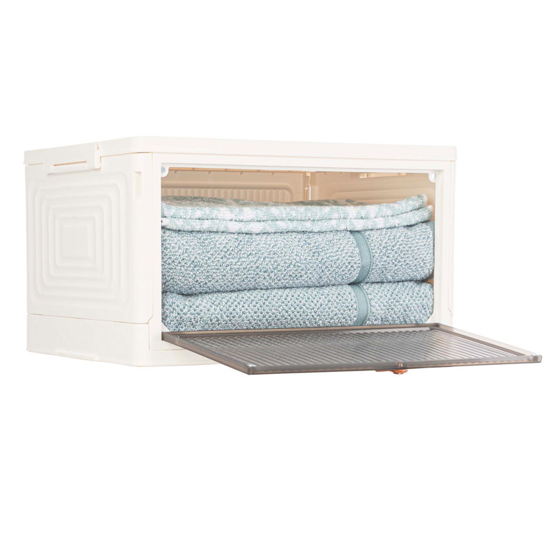 Collapsible Storage Bin - 23qt Capacity Organizer With Lid And Large Front Door - Stackable Storage Containers For Any Room
