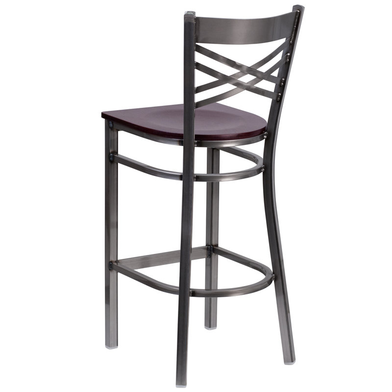 Tabouret de bar en métal «X», Acajou