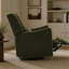 Fauteuil inclinable à bascule pivotant à oreilles de 29,5 po de largeur, fauteuil inclinable à bascule oscillant, fauteuil à bascule pour chambre à coucher pour appartement de salon, molleton Teddy, vert algue