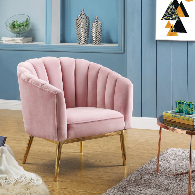 Chaise d'appoint Colla, velours rosé et finition dorée