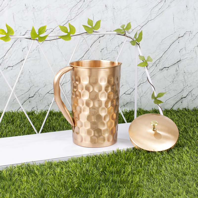 Elcobre Premium Pure Diamond Copper Jug With Lid - 1.2L