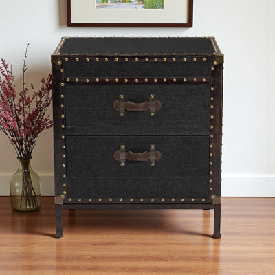 Moberg 2-Drawer End Table Trunk in Vintage Black Canvas