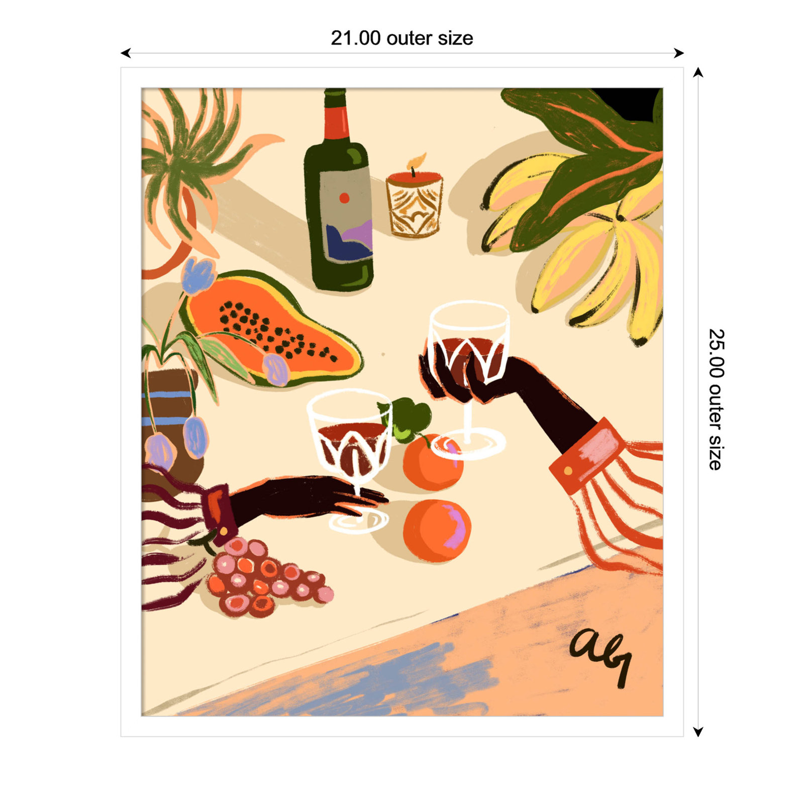 Pritchard "Cheers to You (Wine)" Print, White, 25" H x 21" W