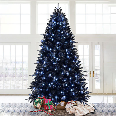 Arbre de Noël noir pré-éclairé