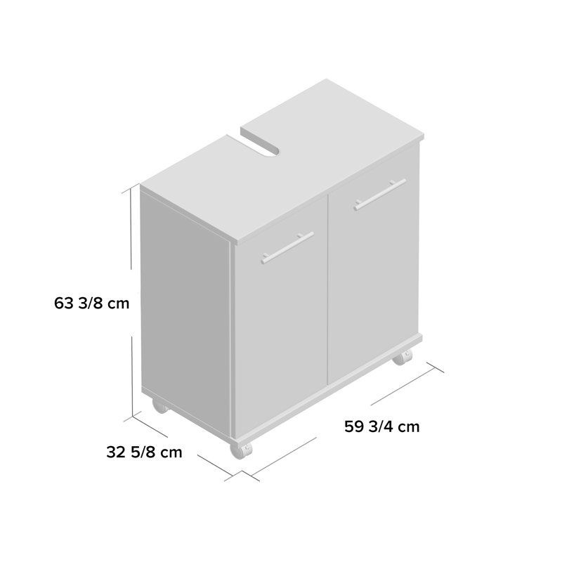 Isola 59.8cm Single Bathroom Vanity Base Only, White