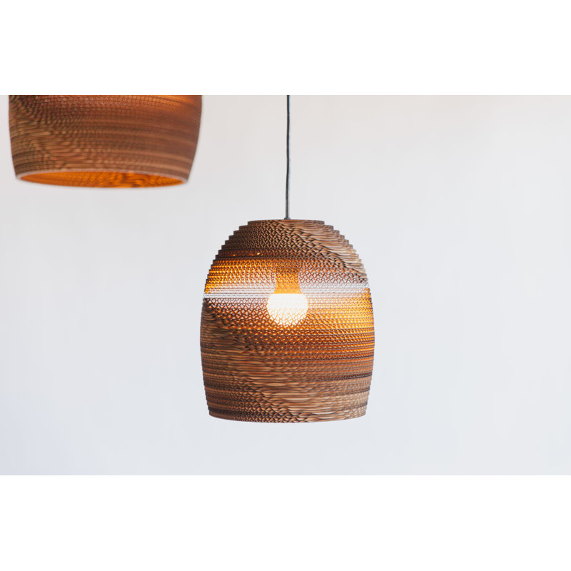 Scraplight Recycled Cardboard Pendant Light - Bell, Brown, 11" H x 10.5" W x 10.5" D