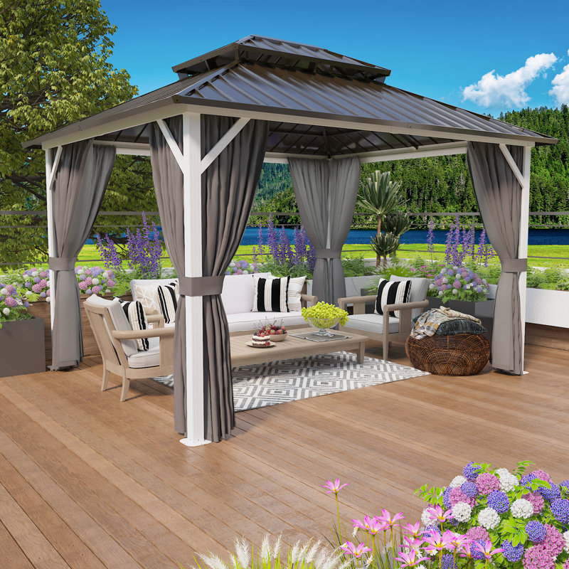 Abri de jardin extérieur en aluminium 12 pi x 10 pi, Brun, 12 pi x 10 pi