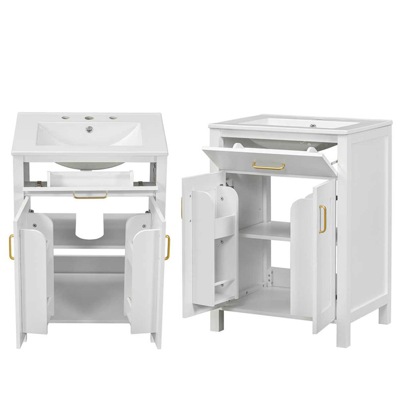 Babig 24.2'' Single Bathroom Vanity with Ceramic Top