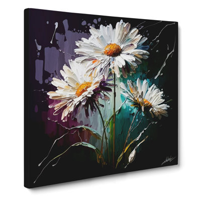 Daisy Palette Knife Painting - Wrapped Canvas