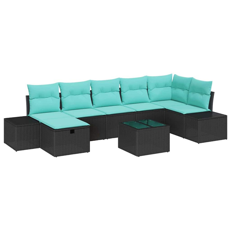 Ensemble de canapé de jardin avec coussin vidaXL 8 pièces vidaXL, Coussin bleu / cadre noir