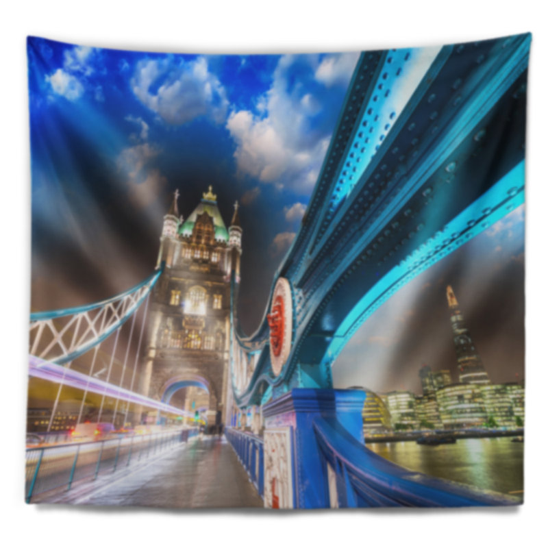 Paysage urbain nuit sur tower bridge à la tapisserie de londres, H 68 po x l 80 po