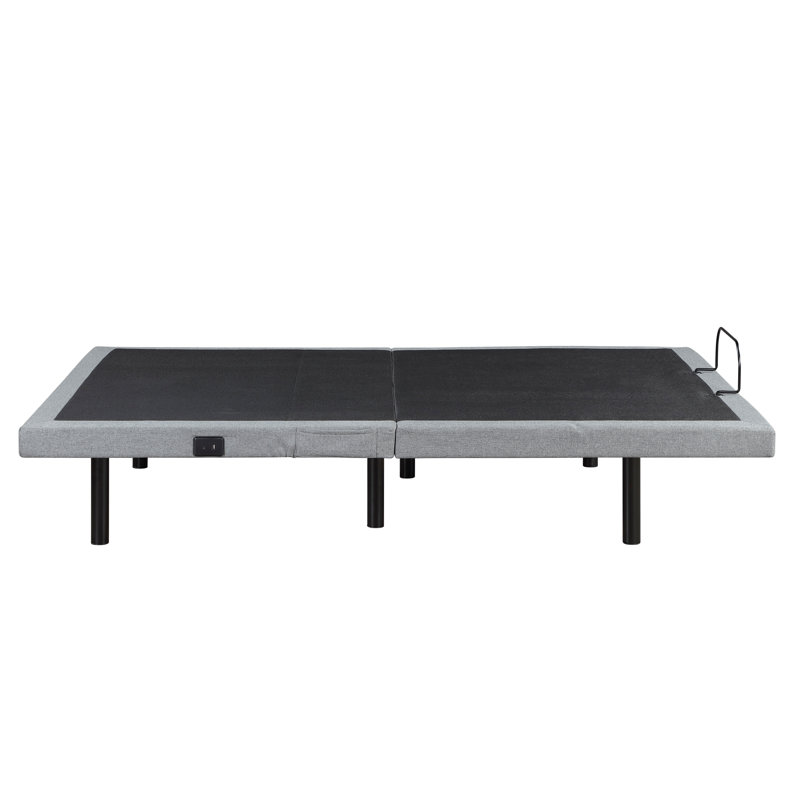 Base de lit pleine grandeur à réglage électrique gris avec mode zéro gravité, double fonction de massage tête et pied, ports de charge USB-A et USB-C, veilleuse à DEL, cadre en métal robuste, capacité de poids de 400 lb, cadre de lit pour chambre à coucher intelligente