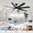 72 Inch Large Ceiling Fans With Lights And Remote, Indoor/Outdoor Black Modern Ceiling Fan For Kitchen Living Room Patio, 6 Speed Reversible Quiet Dc Motor, Dual Finish 8 Blades