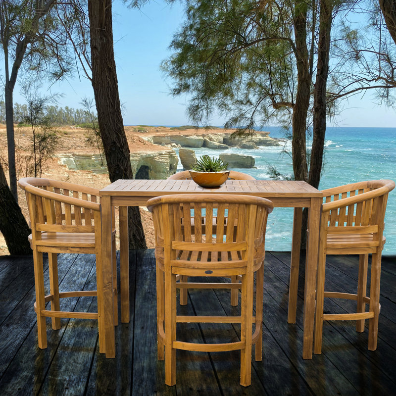 Amily Outdoor 5 - Piece Teak Bistro Set