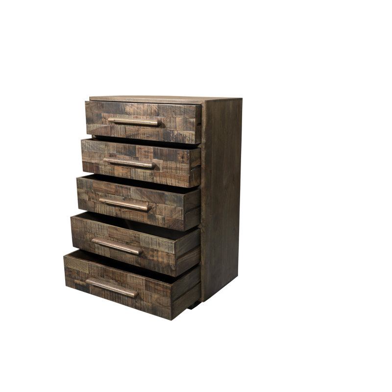 5-drawer Solid Wood Chest, Brown