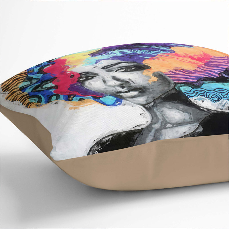 Love Is Street Art Cushion with Filling, 40cm H x 40cm W x 15cm D, Stone