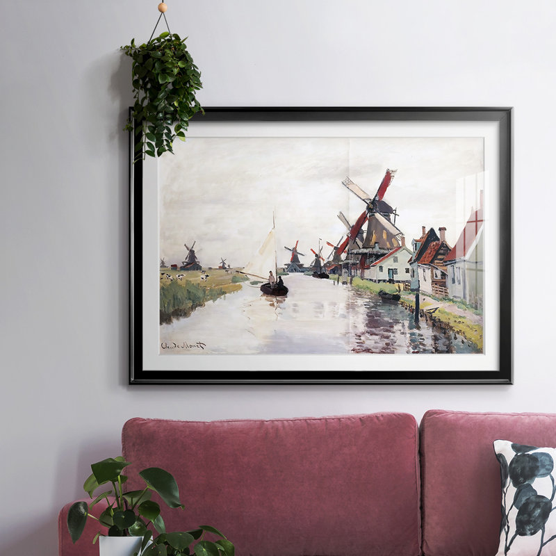 Moulins à vent aux Pays-Bas, 1871, Noir, H 19 po x l 27 po x P 1,5 po