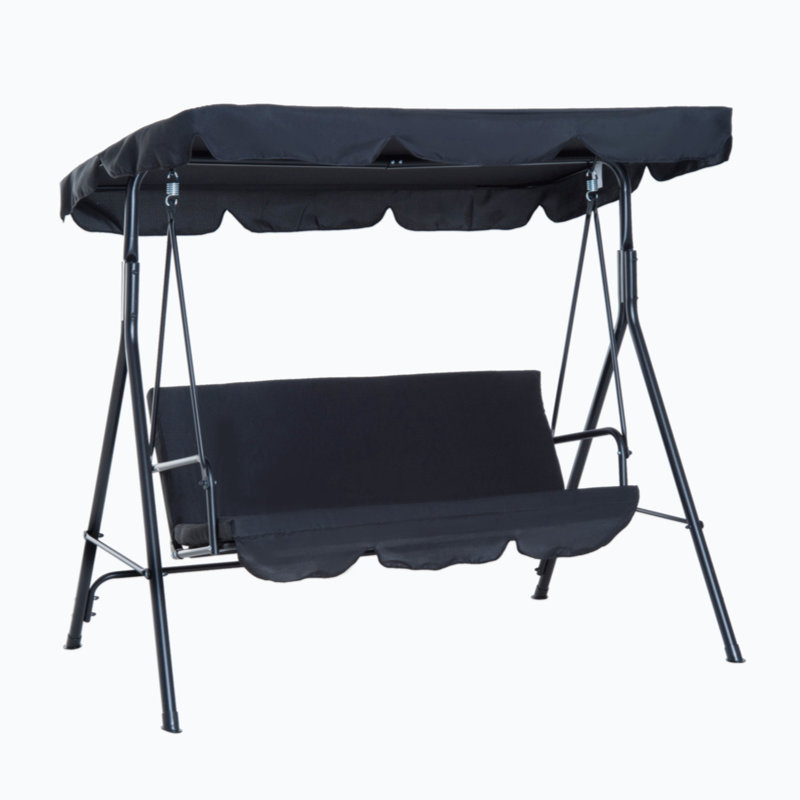 Virag Steel Outdoor Lounge Chair, Black