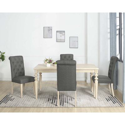 Ensemble de salle à manger 5 pièces à pieds tournés avec 4 chaises capitonnées