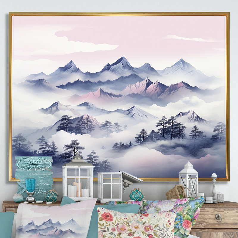 Snowy Mountain Peak II, Cadre flottant doré, H 24 po x l 32 po x P 1 po