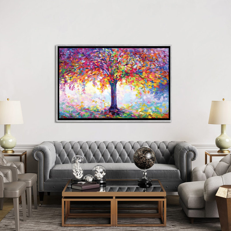 «Tree of Happiness» par Leon Devenice, Impression encadrée, H 40 po x l 60 po, Argent argent