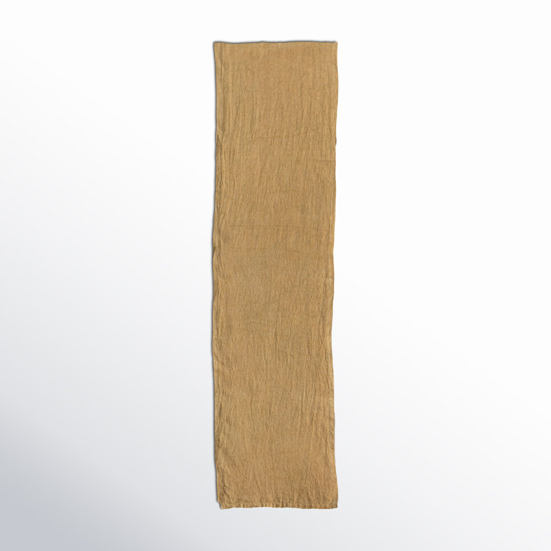 Vernon 108 Inches Stonewashed Linen Table Runner for Kitchen Decorations, Yellow
