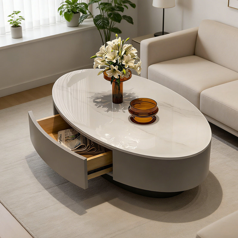 Nordic modern luxury coffee table, White/Gray