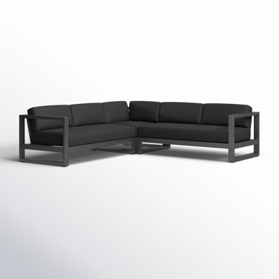 Georgie 96.07'' Wide Rectangle Powder Coated Aluminum Patio Sectional with Sunbrella® Cushions