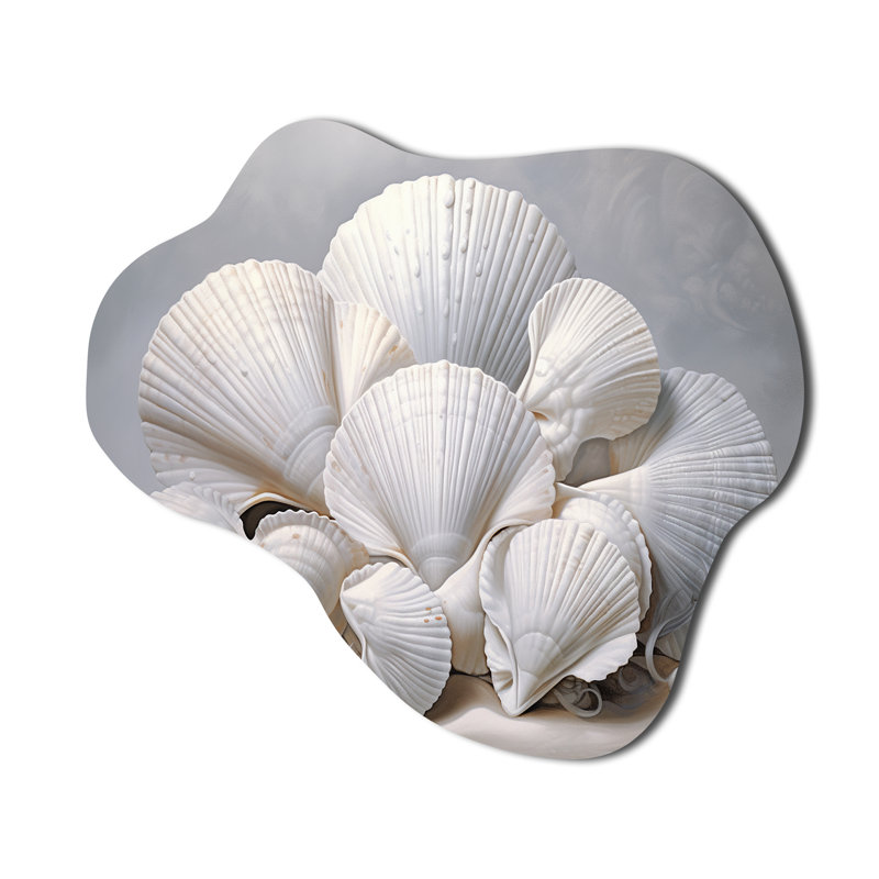 Coquillage blanc monochromatique - coquille de nuage, décoration murale sculpture en métal asymétrique