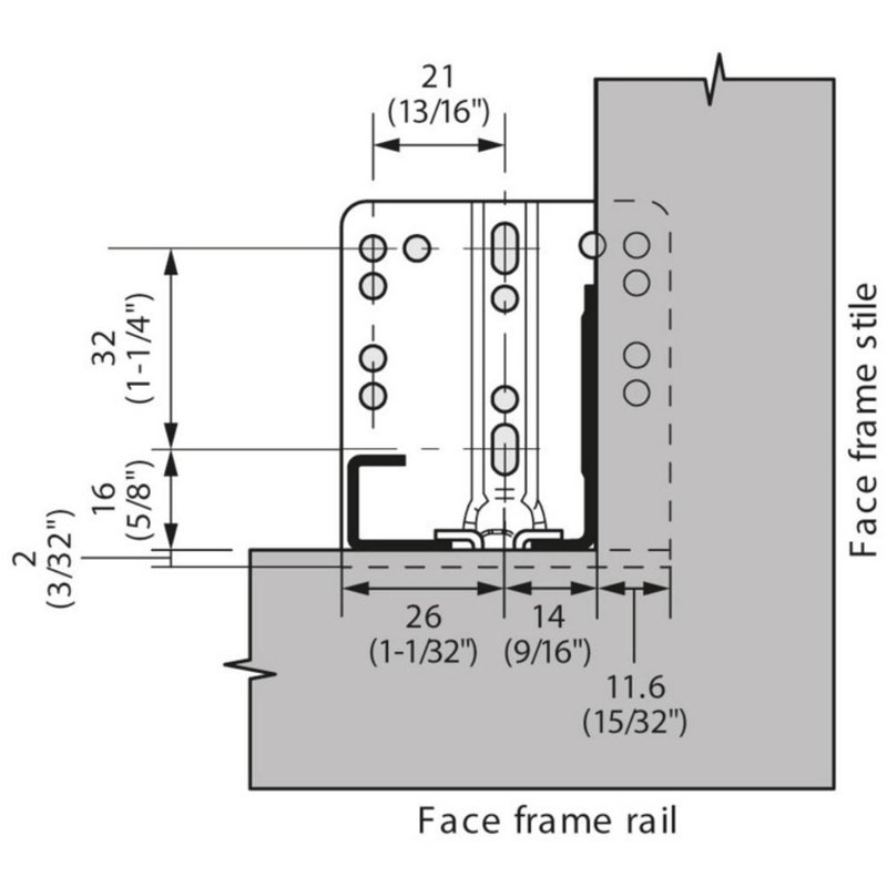 Support de fixation arrière tandem Blum 295.3750,03 pour glissière modèle 563