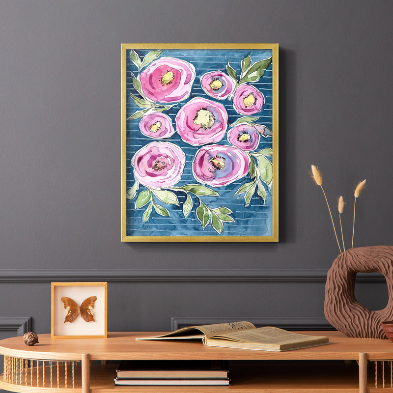 Floral Radiance I, reproduction encadrée - bois massif, Or, H 20 po x l 16 po